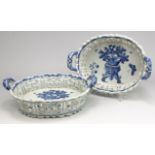 A pair of Delft pottery blue and white baskets