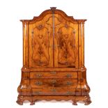 A monumental Dutch ormolu-mounted padauk and amboyna cabinet