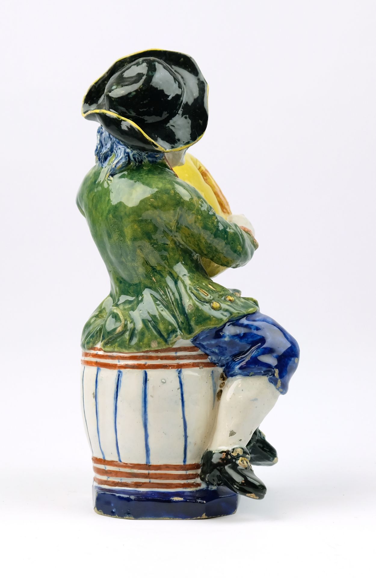 A large Delft polychrome pottery figure of a bagpipe player - Bild 4 aus 7