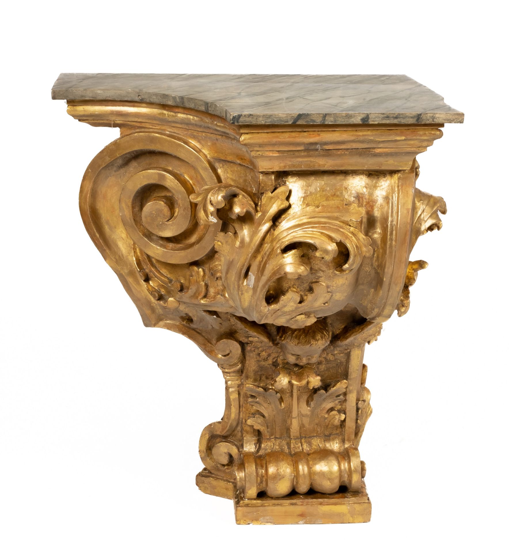 A pair of monumental Italian carved giltwood console tables - Bild 3 aus 8