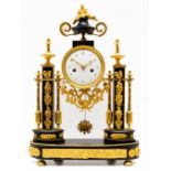 A Louis XVI ormolu and black marble mantel clock 'pendule portique'