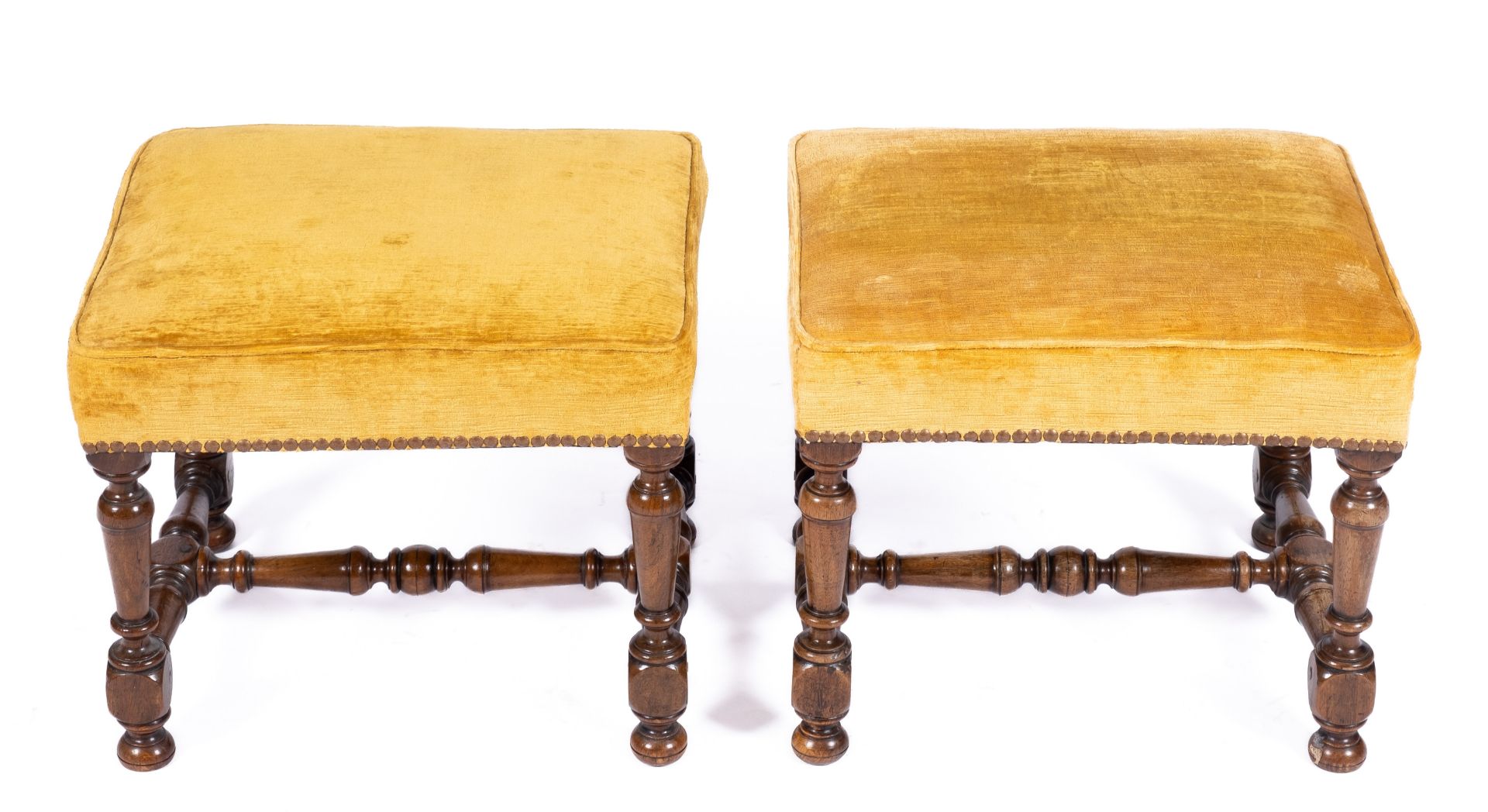 A pair of Louis XIV walnut stools - Image 2 of 3