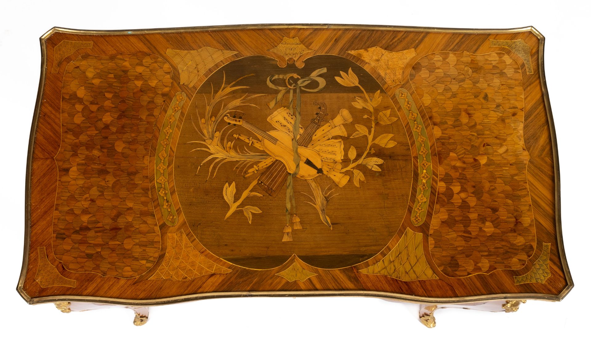 A Louis XV ormolu-mounted kingwood, sycamore and fruitwood marquetry table de salon - Image 4 of 4