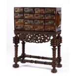 A Portuguese brass-mounted kingwood cabinet on stand 'Contador'