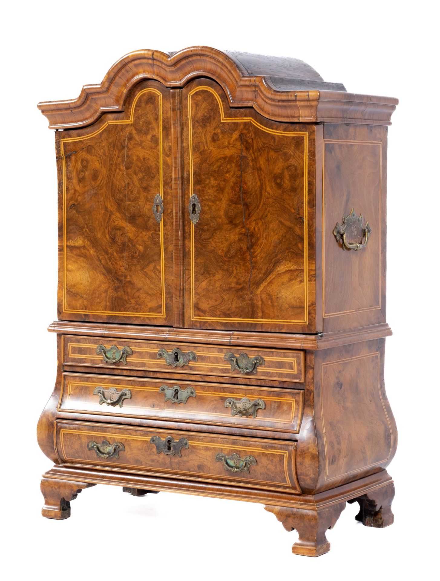 A Dutch burr-walnut and fruitwood miniature cabinet - Image 2 of 3