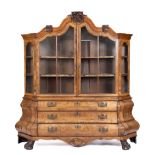 A Dutch ormolu-mounted burr-walnut display cabinet