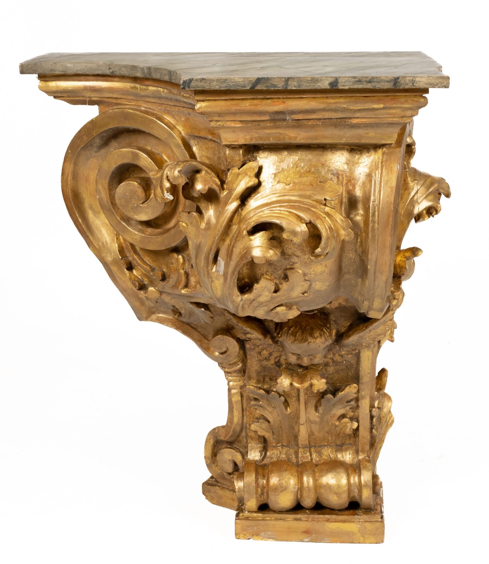 A pair of monumental Italian carved giltwood console tables - Image 2 of 8