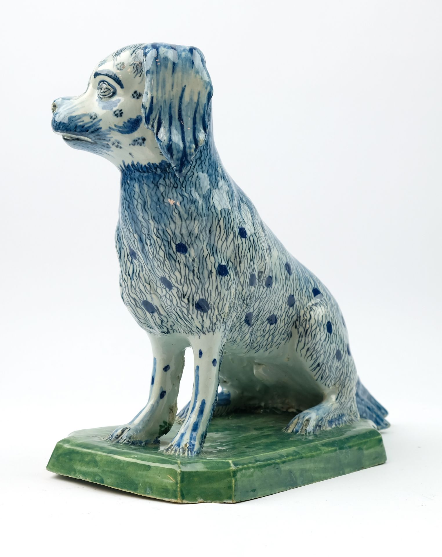 A large Delft pottery figure of a sitting dog - Image 4 of 7