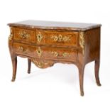 A Louis XV ormolu-mounted kingwood and fruitwood marquetry commode