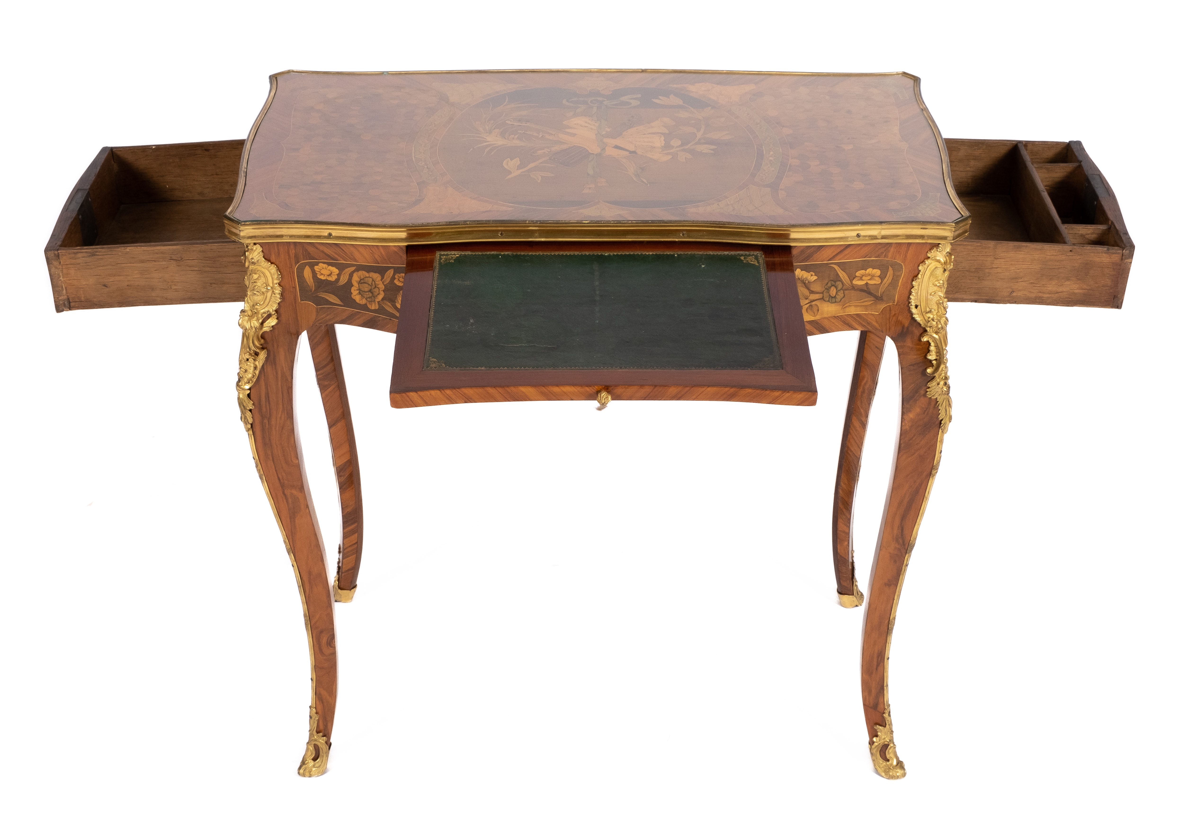 A Louis XV ormolu-mounted kingwood, sycamore and fruitwood marquetry table de salon - Image 3 of 4