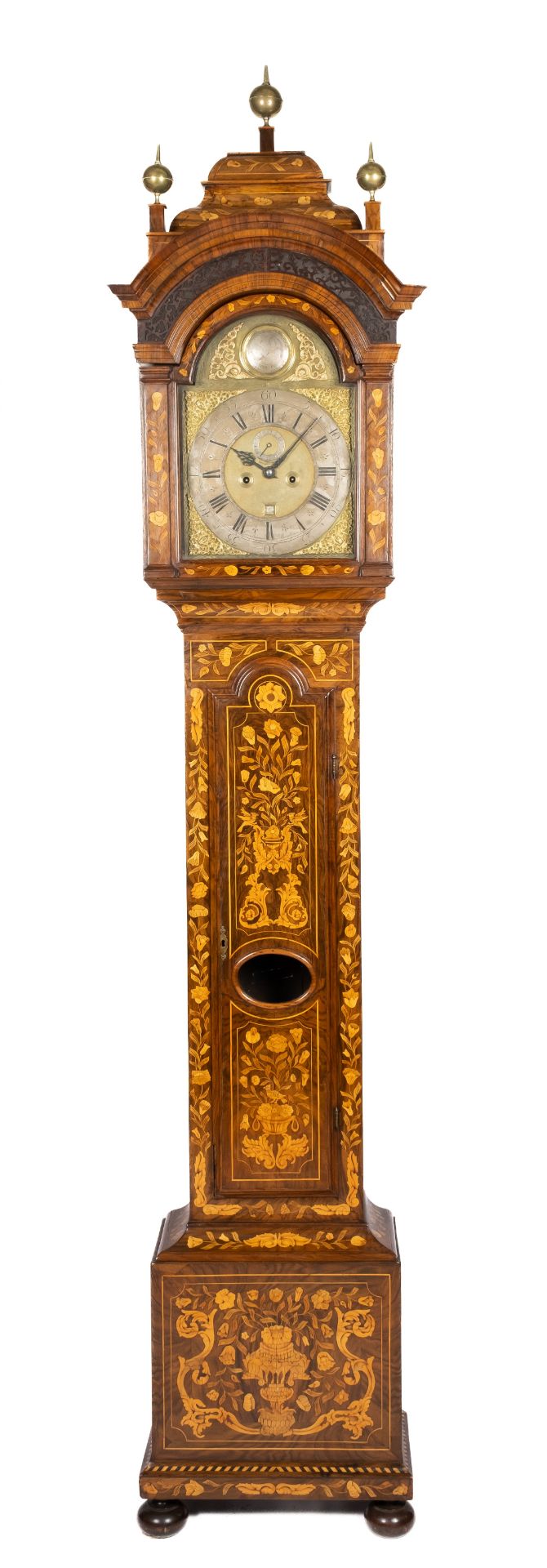 A Dutch walnut and fruitwood inlaid longcase clock, signed Gerrit Bramer