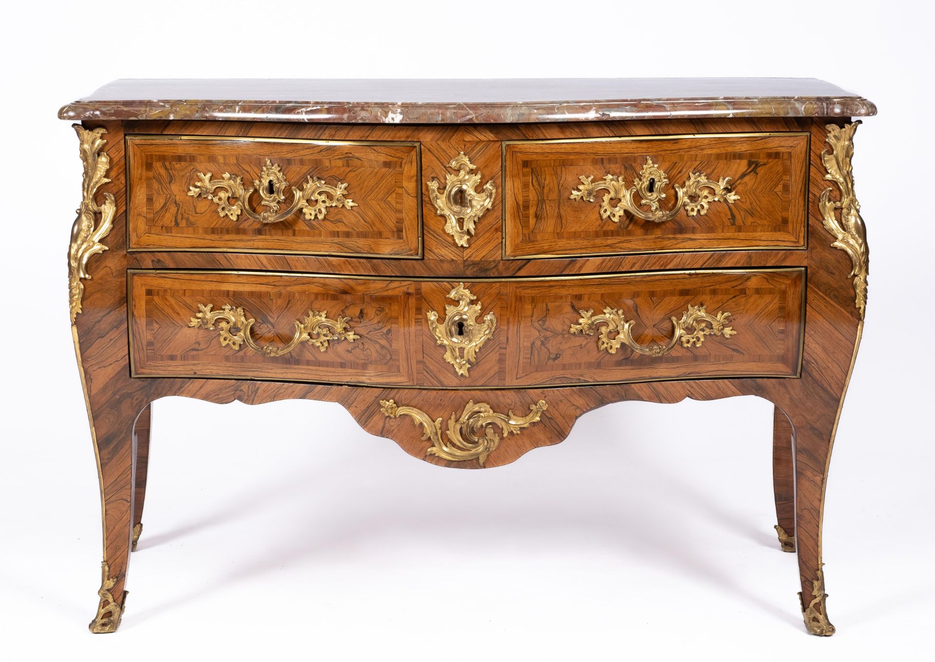 A Louis XV ormolu-mounted kingwood and fruitwood marquetry commode - Image 2 of 6
