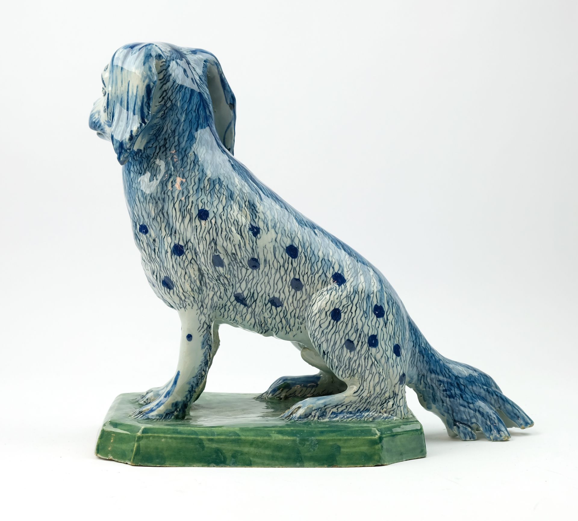 A large Delft pottery figure of a sitting dog - Image 5 of 7