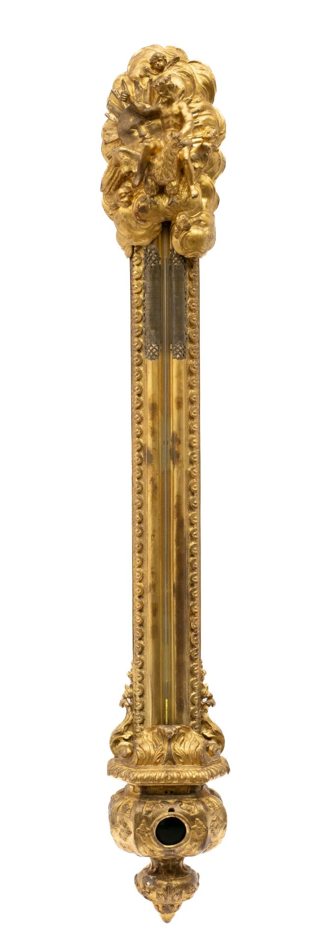 A rare Dutch carved giltwood barometer
