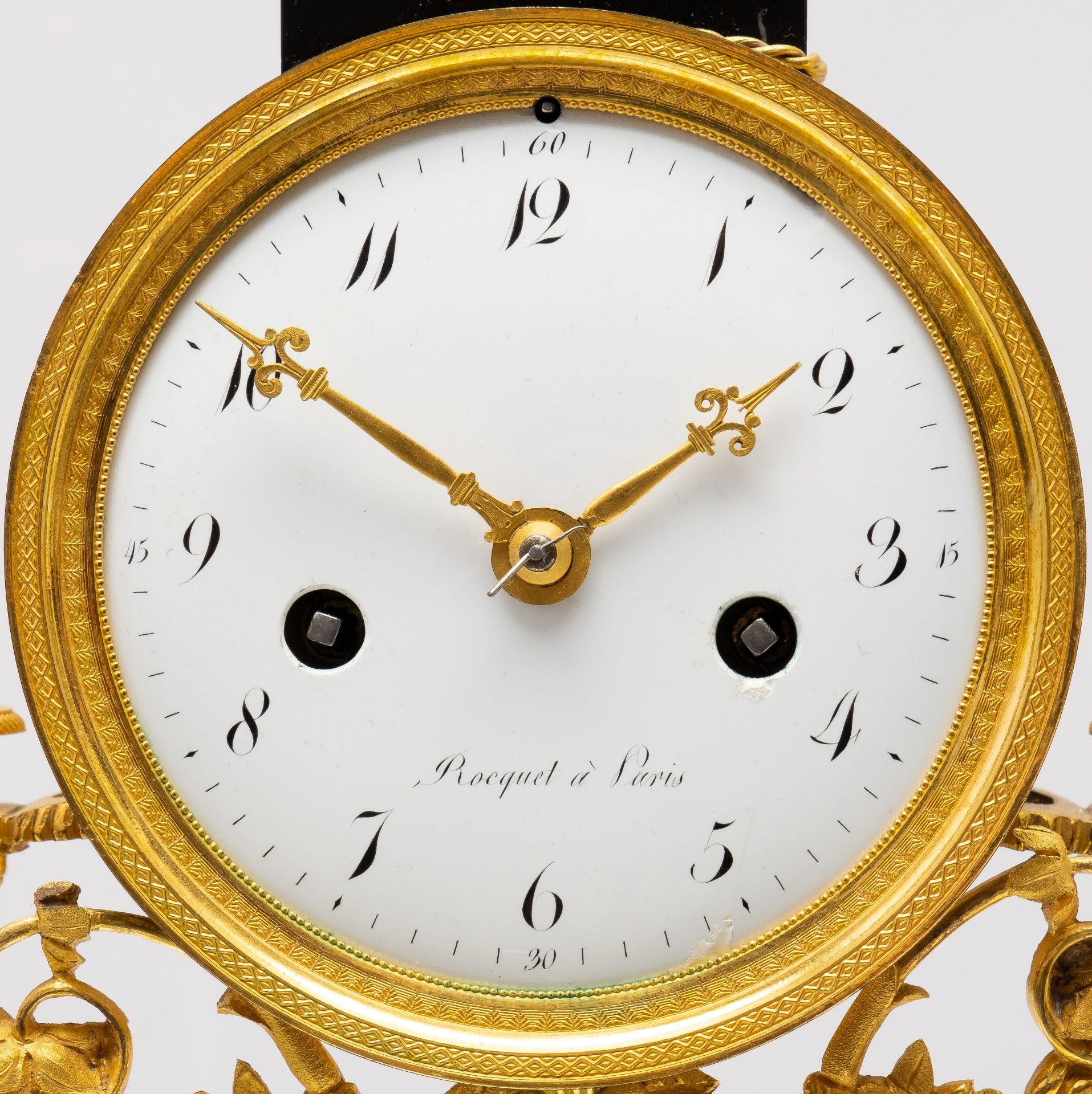 A Louis XVI ormolu and black marble mantel clock 'pendule portique' - Image 3 of 5
