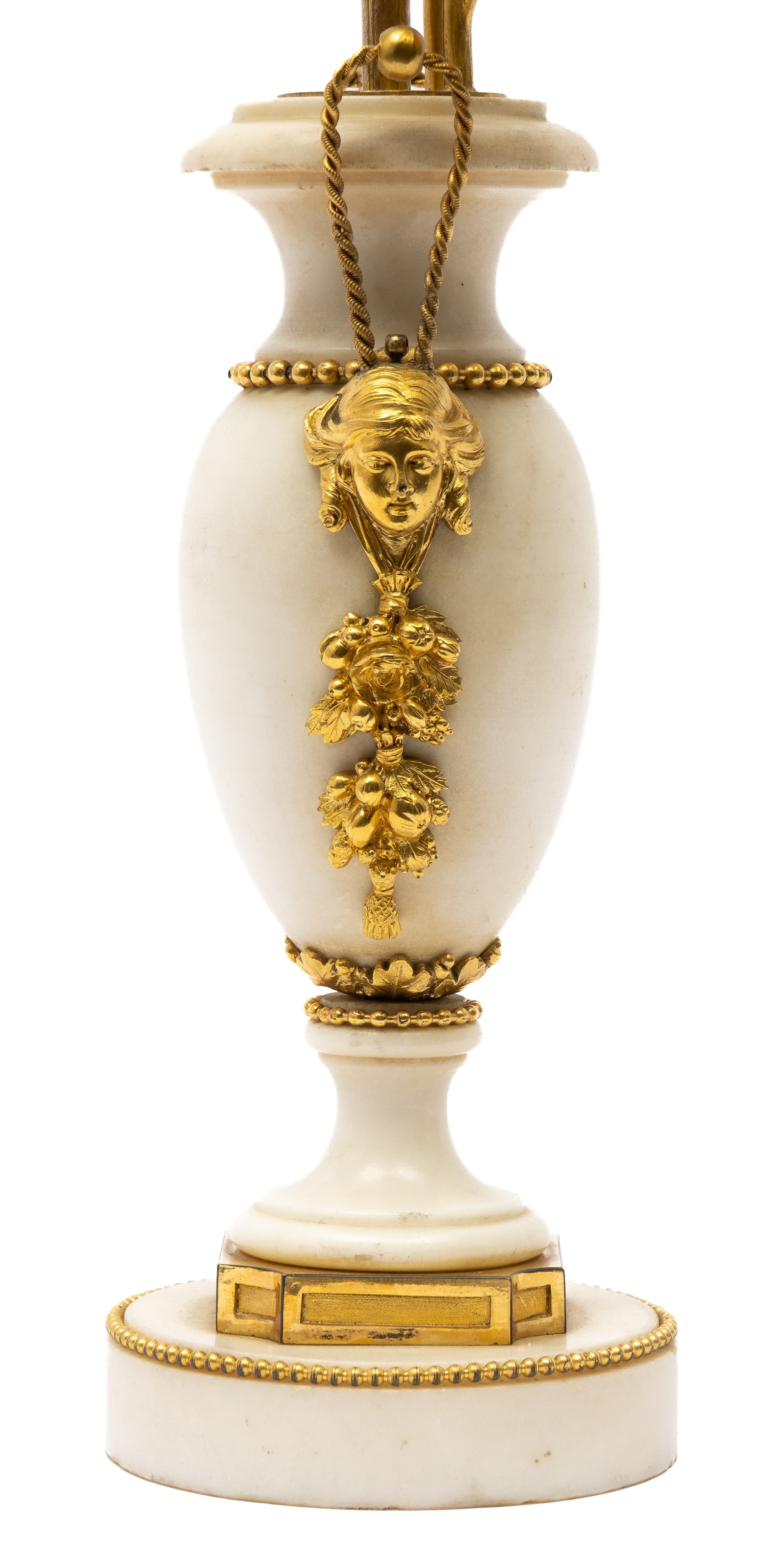 A pair of French ormolu-mounted white marble two-branch candelabra - Image 3 of 4