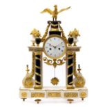 A Louis XVI ormolu and black and white marble mantel clock 'pendule portique'