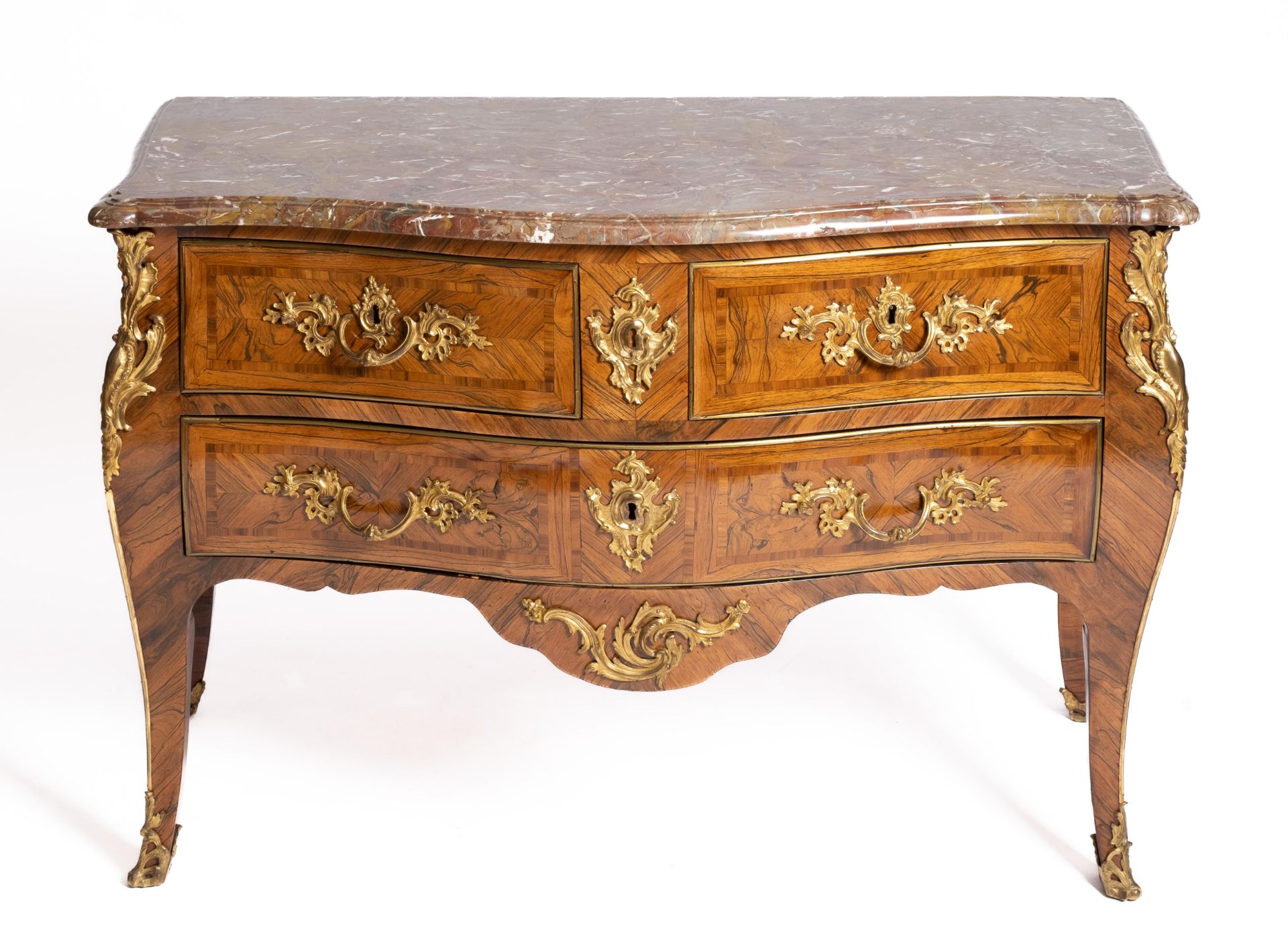 A Louis XV ormolu-mounted kingwood and fruitwood marquetry commode - Image 3 of 6