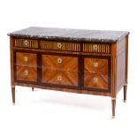 A Louis XVI ormolu-mounted tulipwood, amaranth and fruitwood marquetry commode