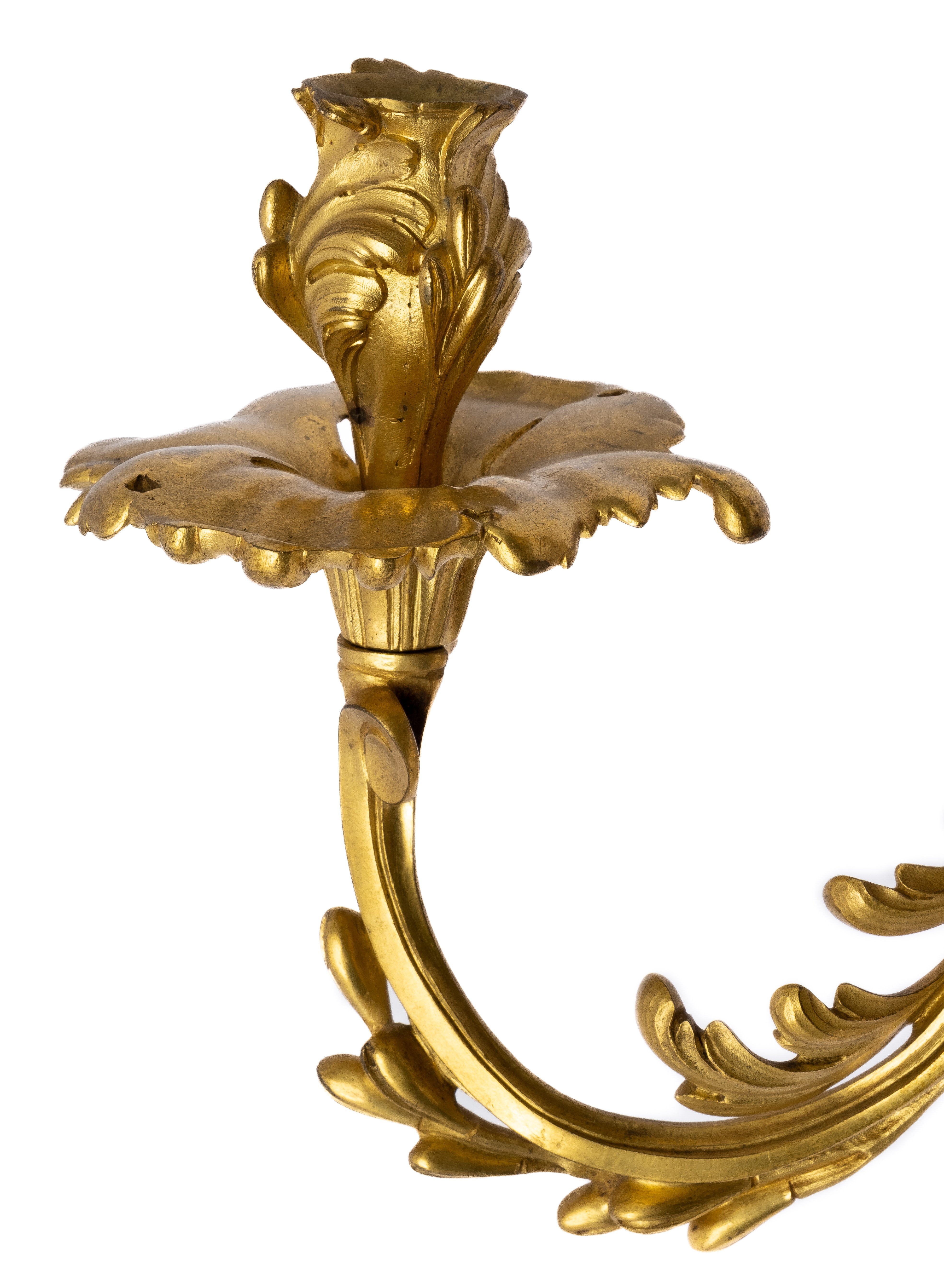 A pair of French ormolu three-light wall appliques - Image 4 of 6
