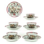 A Collection of Famille Rose Cups and Saucers