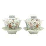 A Pair of Famille Rose Cups and Covers