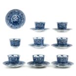 A Series of 8 Cups and Saucers