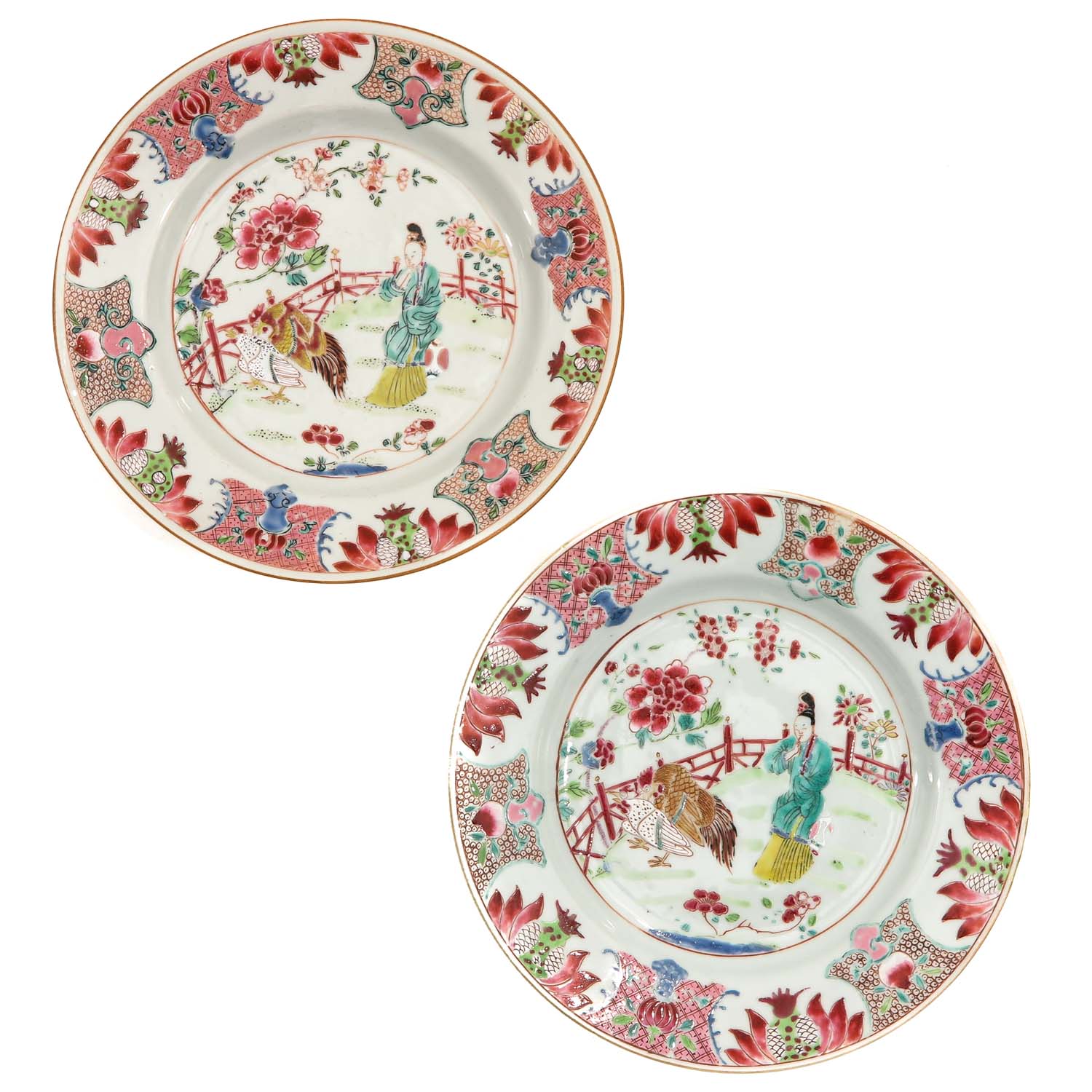 A Pair of Famille Rose Plates