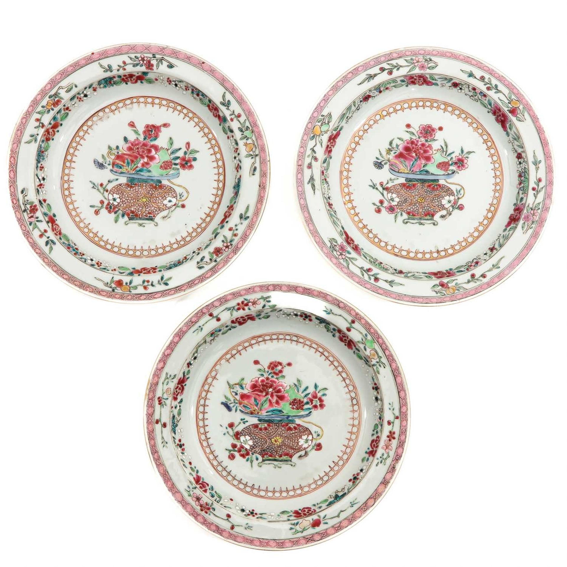 A Series of 3 Famille Rose Plates