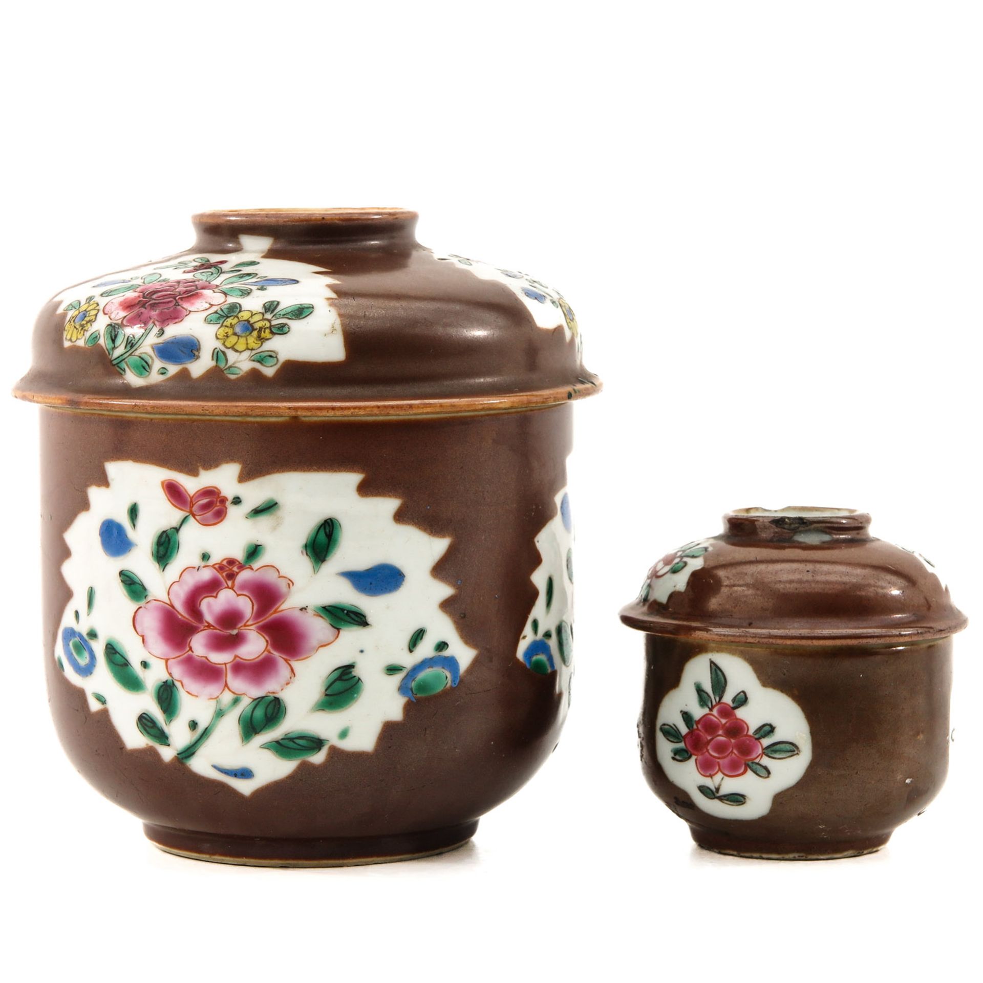 A Set of 2 Batavianware Jars with Covers - Bild 4 aus 9