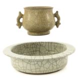 A Crackle Decor Dish and Censer