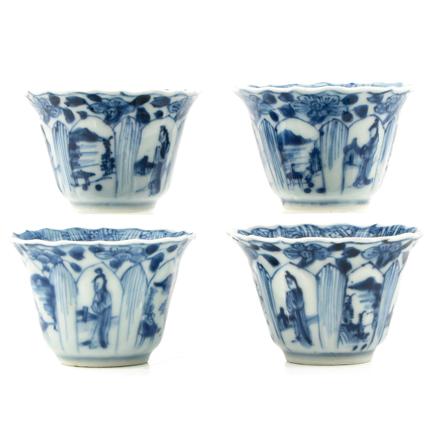 A Lot of 4 Blue and White Cups - Image 4 of 18