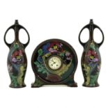 A Gouds Pottery South Holland Clock Set Circa 1920