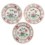 A Series of 3 Famille Rose Plates