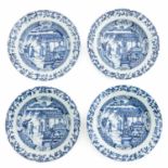 A Series of 4 Blue and White Plates