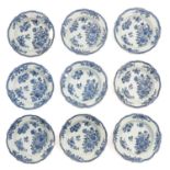 A Series of 9 Blue and White Plates