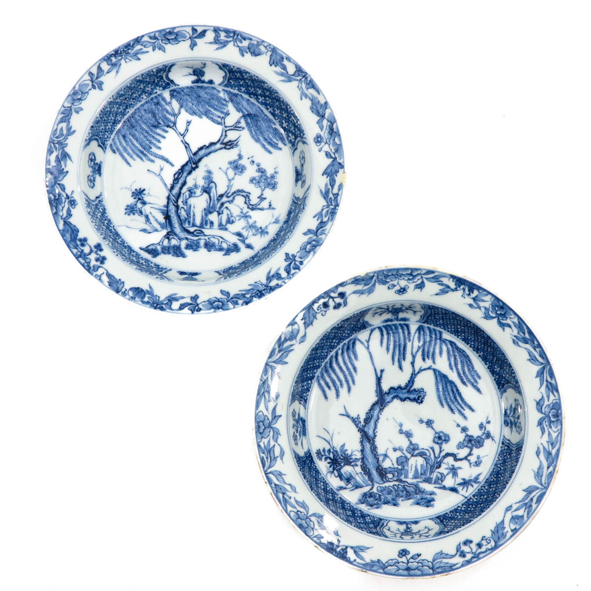 A Pair of Blue and White Plates