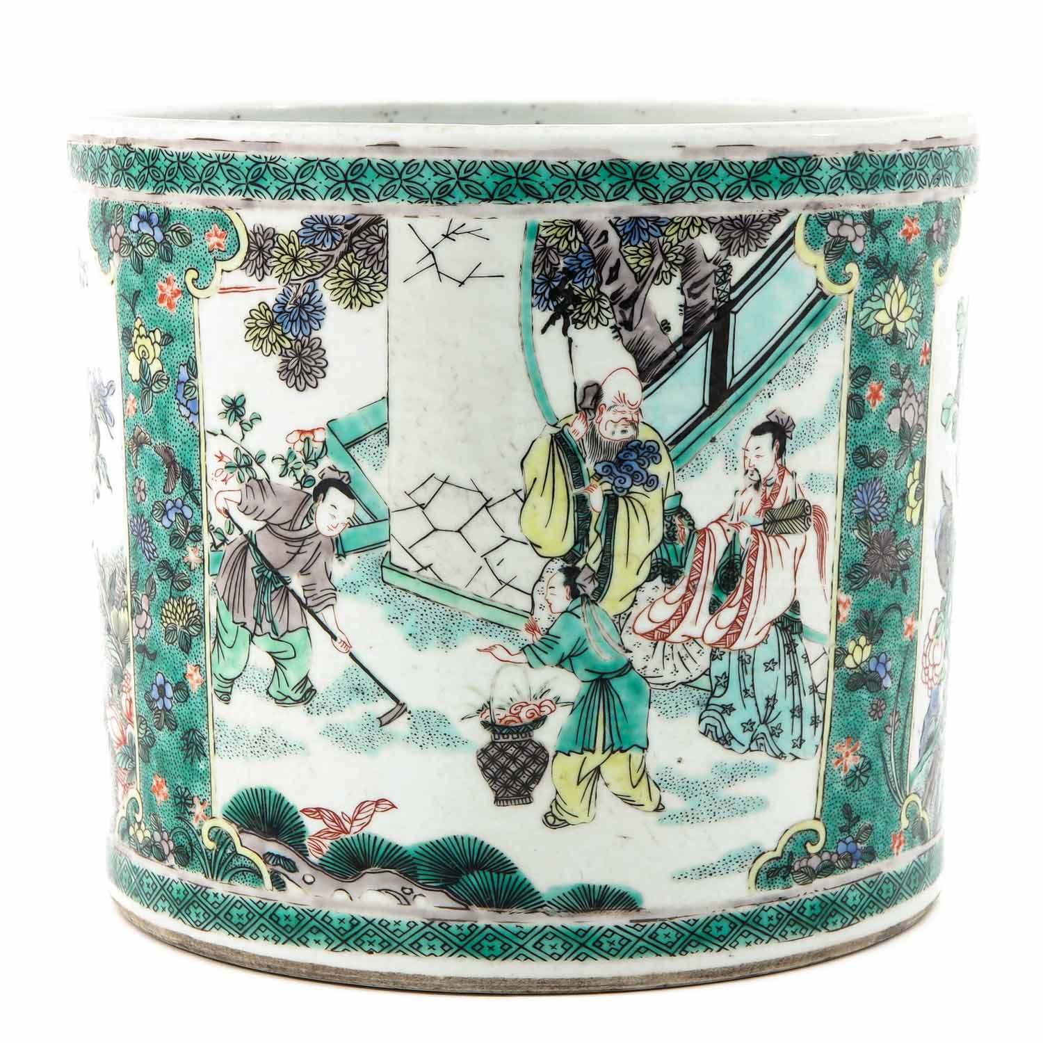 A Famille Verte Brush Pot