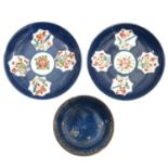 A Collection of 3 Small Powder Blue Plates