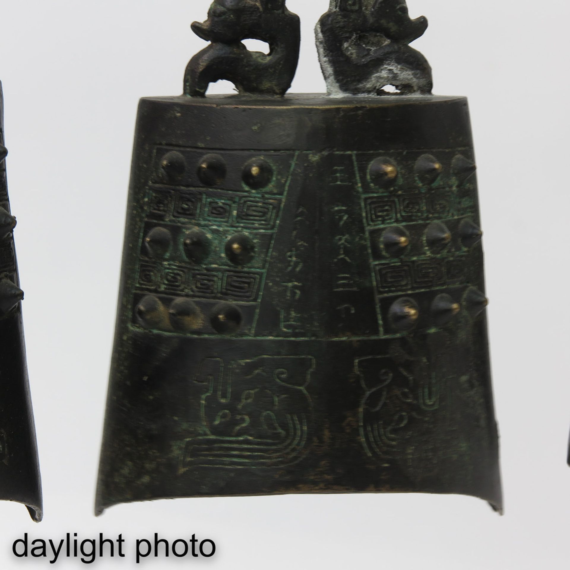 A Chinese Standing Rack with Bells and Mallet - Image 8 of 8
