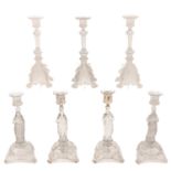 A Collection of 7 Glass Candlesticks