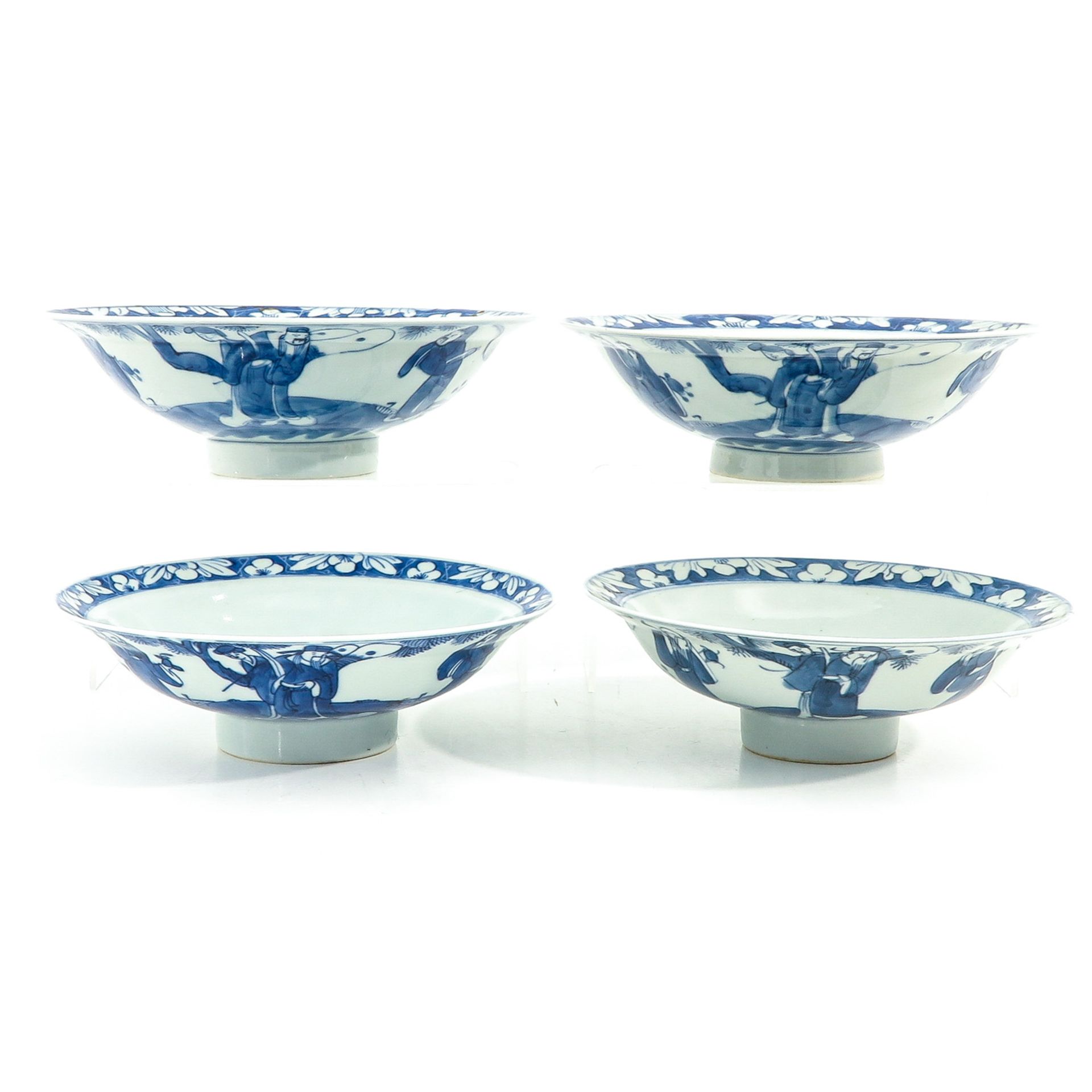 A Series of 4 Blue and White Bowls