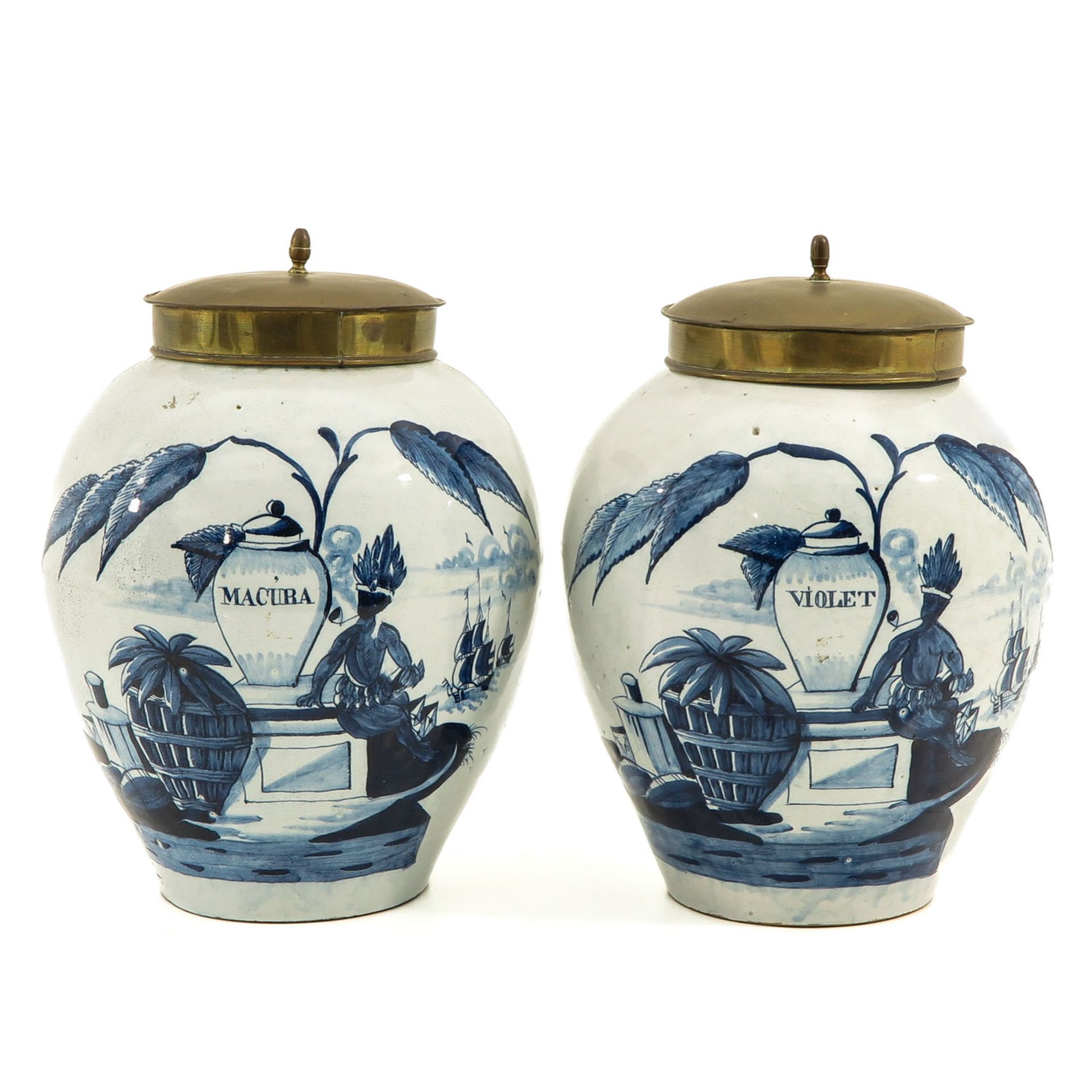 A Pair of Delft 18th Century Tobacco Jars