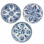 A Collection of 3 Blue and White Plates