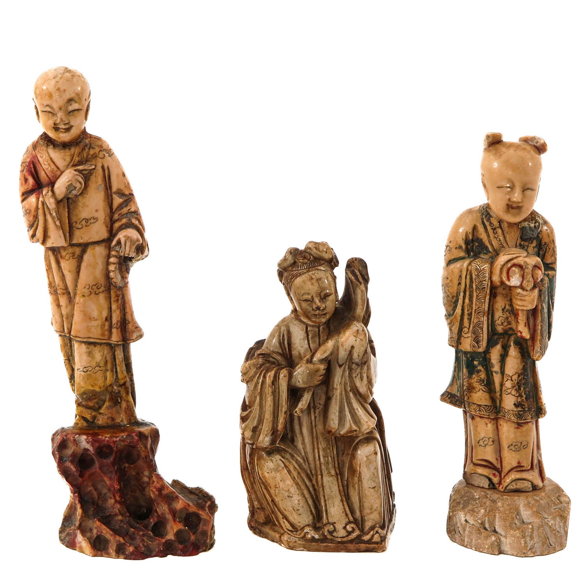 A Collection of 3 Carved Stone Sculptures