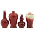 A Collection of 4 Sang de Boeuf Vases