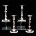A Set of 4 Dutch Silver Candlesticks