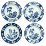 A Series of 4 Blue and White Plates