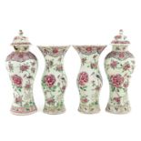 A 4 Piece Famille Rose Garniture Set