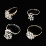 A Collection of Four 14KG Diamond Rings